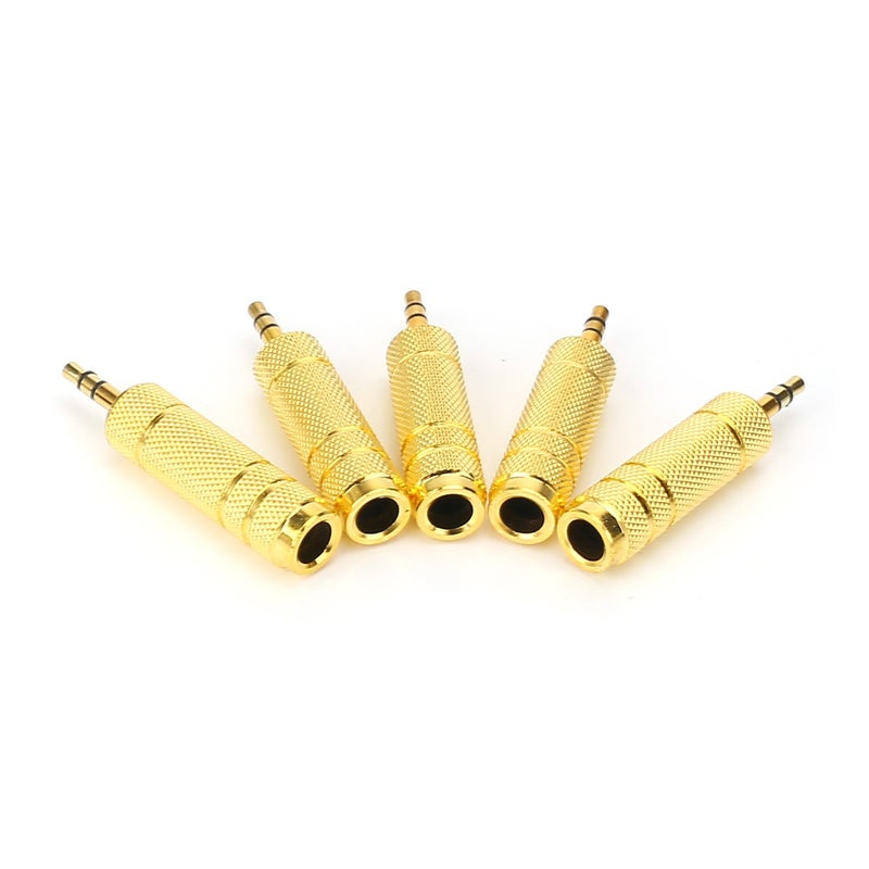 SiYear (5 Pack 3.5mm 1/8" Male Plug TRS to 6.35mm 1/4" Female Stereo Jack Adaptor-Gold Plated Converte,for Audio Earphone,Headphones ect - Image 3